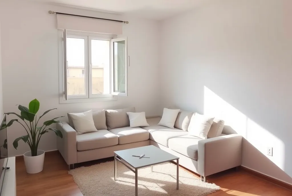 Salón de una vivienda tras la descontaminación